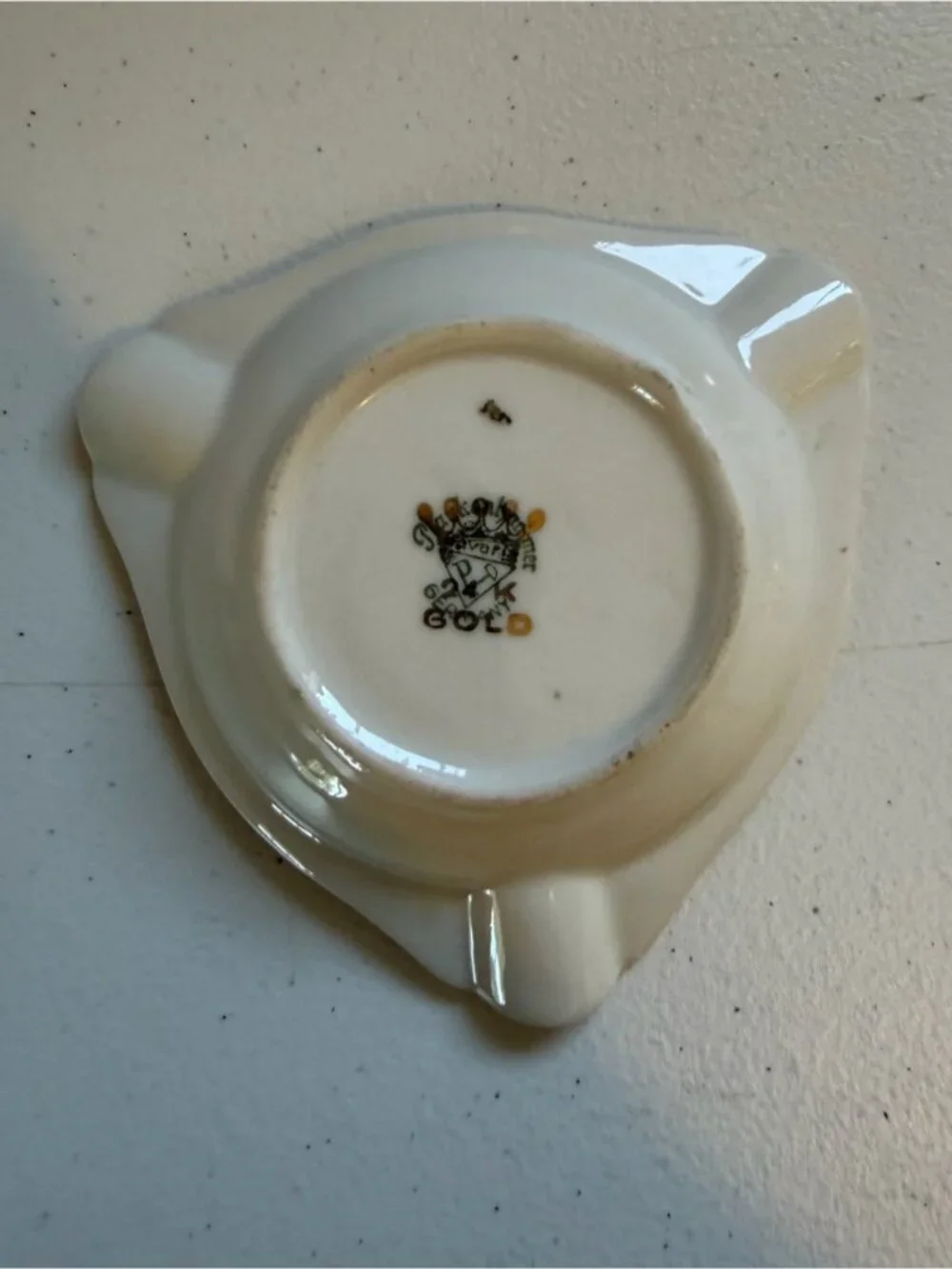 Vintage Japan Hollywood Regency Porcelain Ashtray Rose Gold Black Trinket Dish